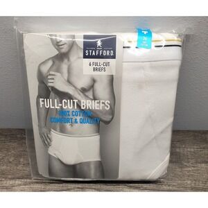 Stafford Mens 6-Pack Full-Cut Briefs 100% Cotton Size 36 White Comfort NEW